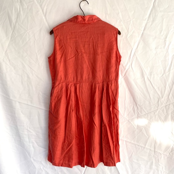 Eddie Bauer Salmon Linen Pleated Shirtdress - Picture 4 of 5